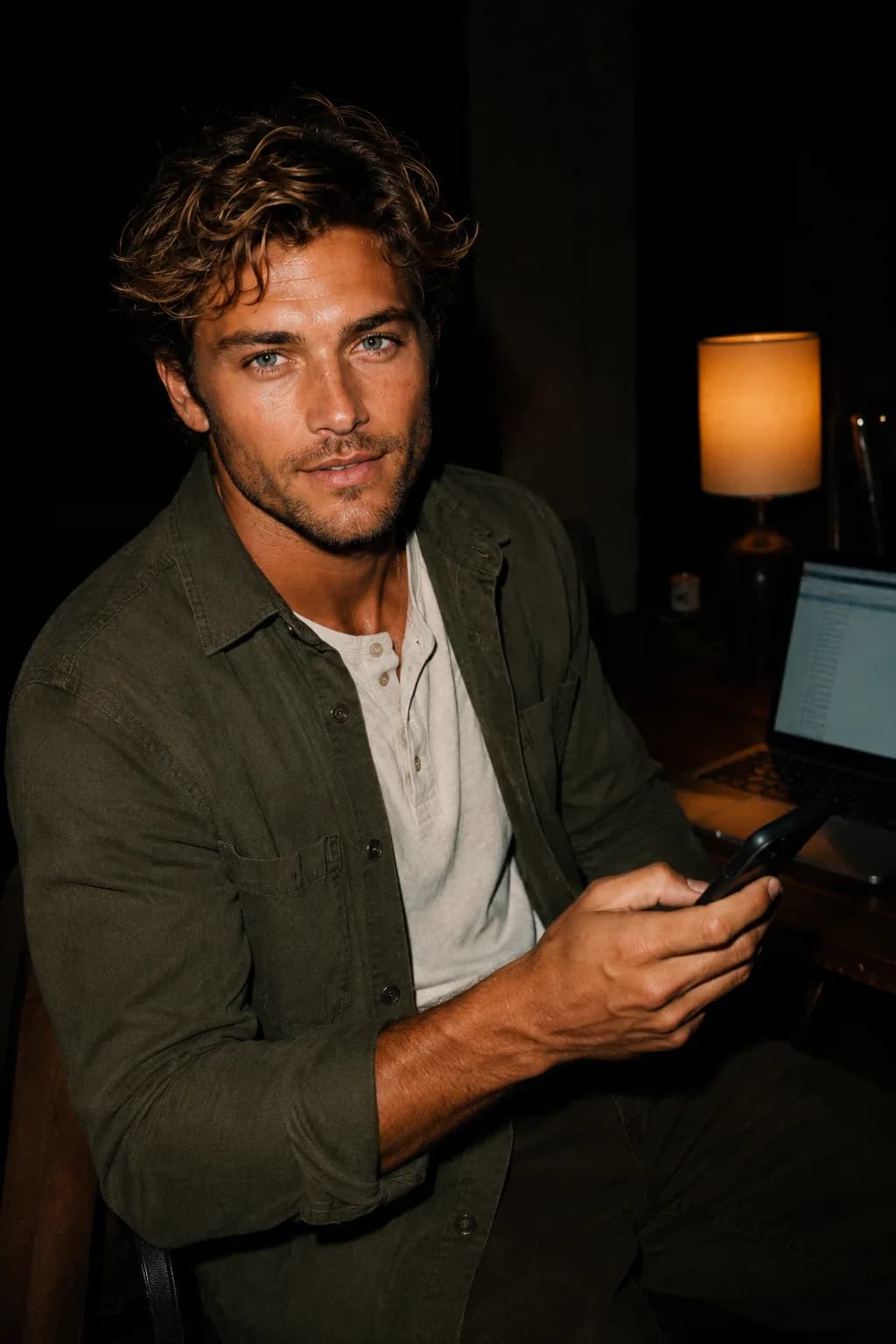 The founder, phone in hand, mid-reply